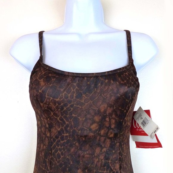 Cole of California VTG 90s Snake Brown Skirted Swim Suit One Piece Women 8 NWT - Picture 2 of 12